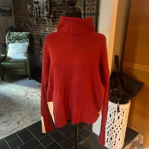 Peace Love World Vibrant Red Turtleneck Sweater